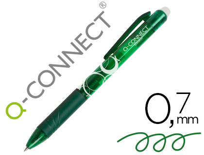 Bolígrafo Q-Connect borrable tinta verde